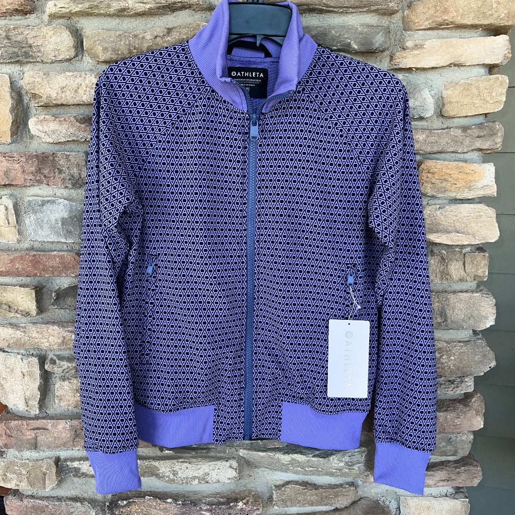 Athleta Brooklyn Bomber Women's Full Zip Jacket Purple Navy Xl Xxs Nwt
